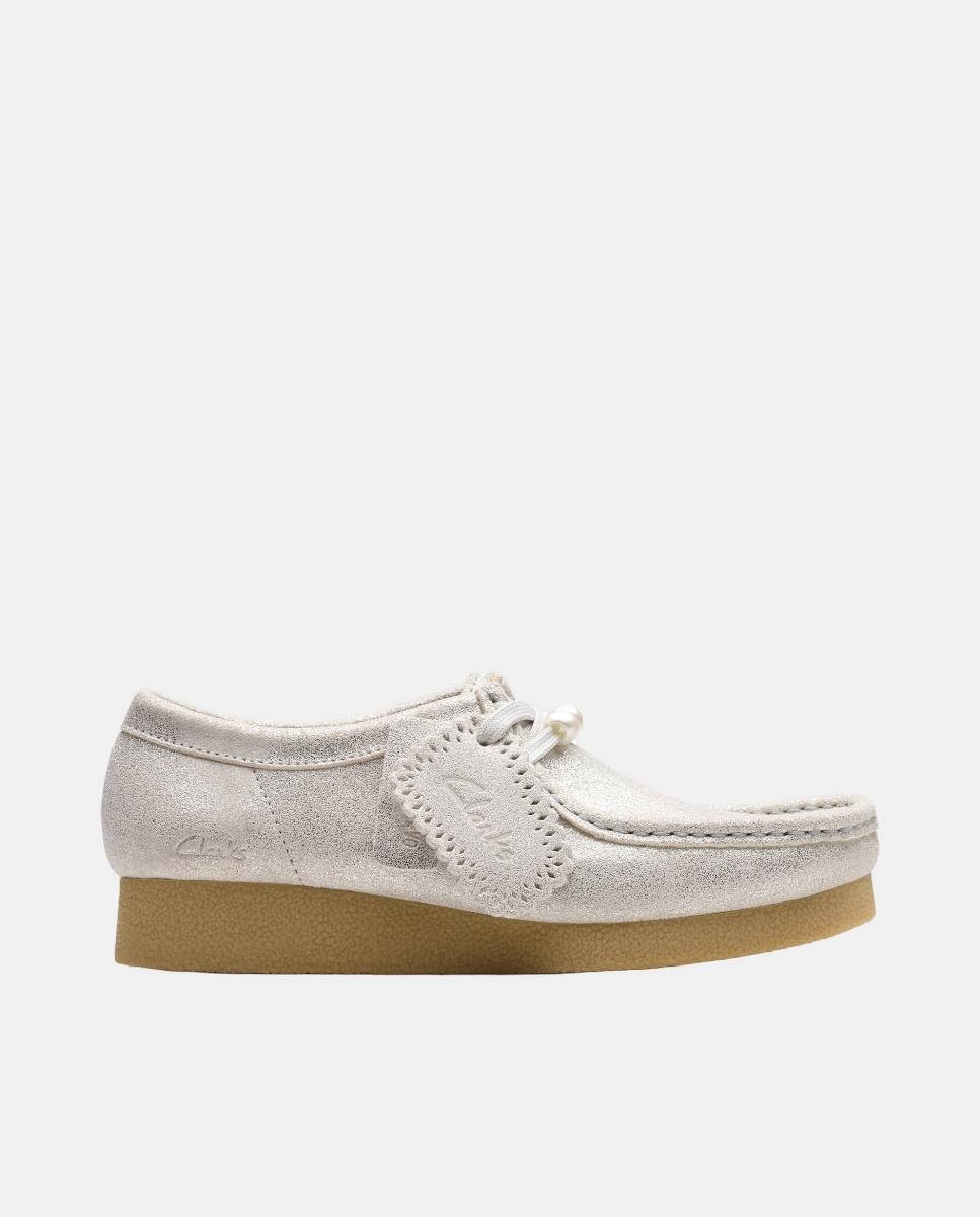 Sapatos Wallabee EVOSh em Couro com Sola de Borracha Prata-1