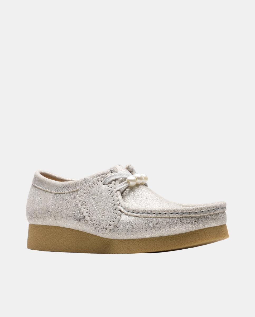 Sapatos Wallabee EVOSh em Couro com Sola de Borracha Prata-2