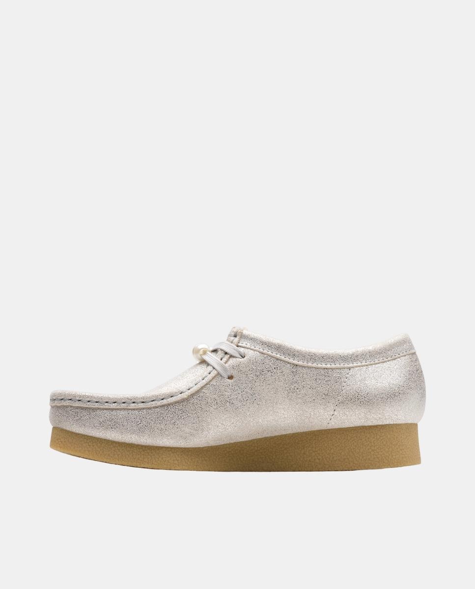 Sapatos Wallabee EVOSh em Couro com Sola de Borracha Prata-3