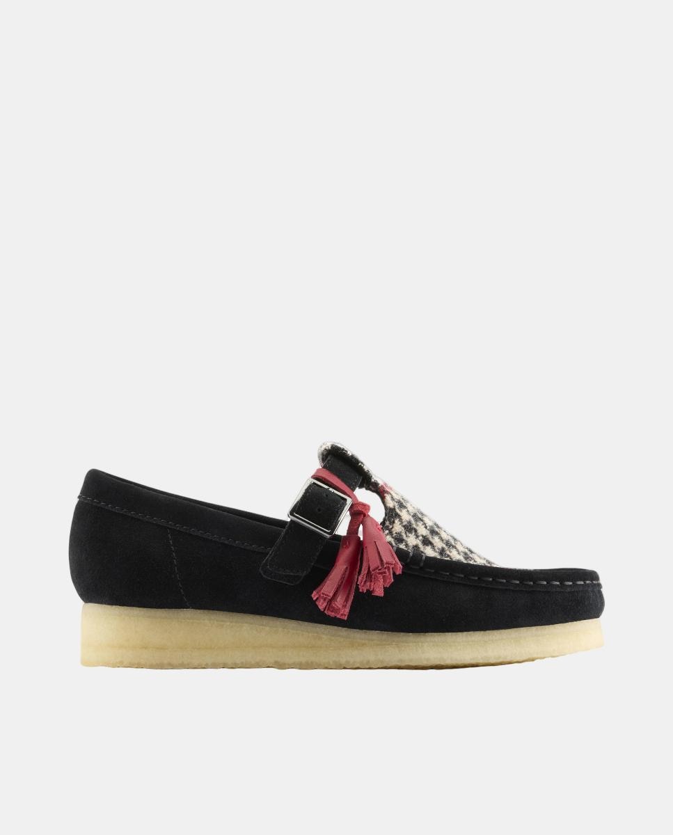 Sapatos Wallabee T Bar em Têxtil com Sola de Borracha Preto-1