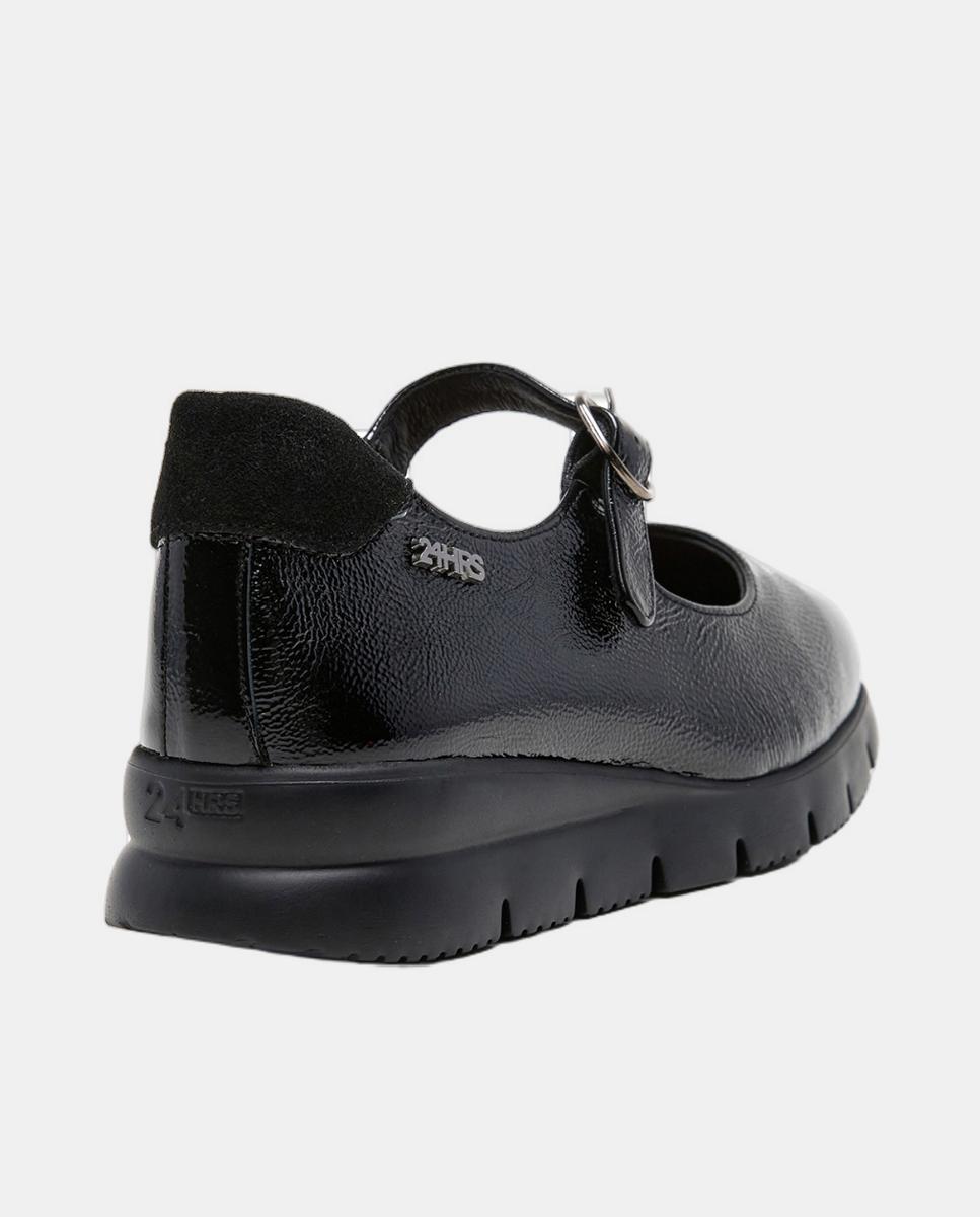 Sapatos de Presilha em Verniz - Preto Preto-3