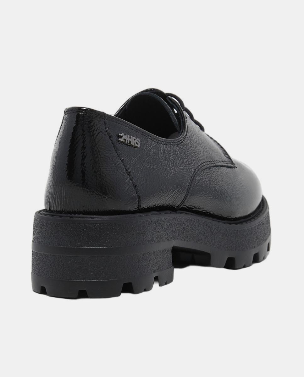 Bluchers em Verniz com Sola Track - Preto Preto-3