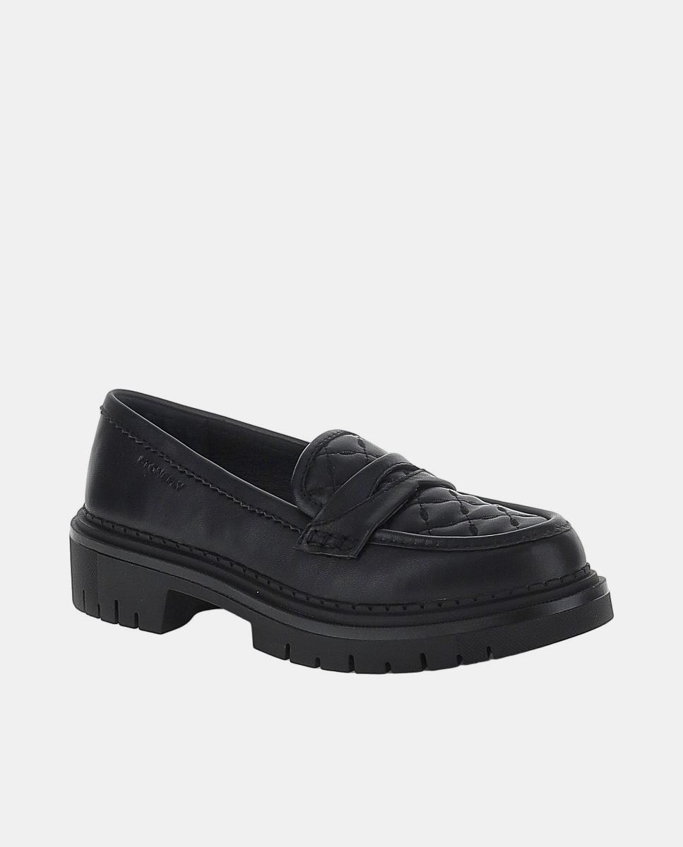 Mocassins com Travessão Acolchoado Preto-2