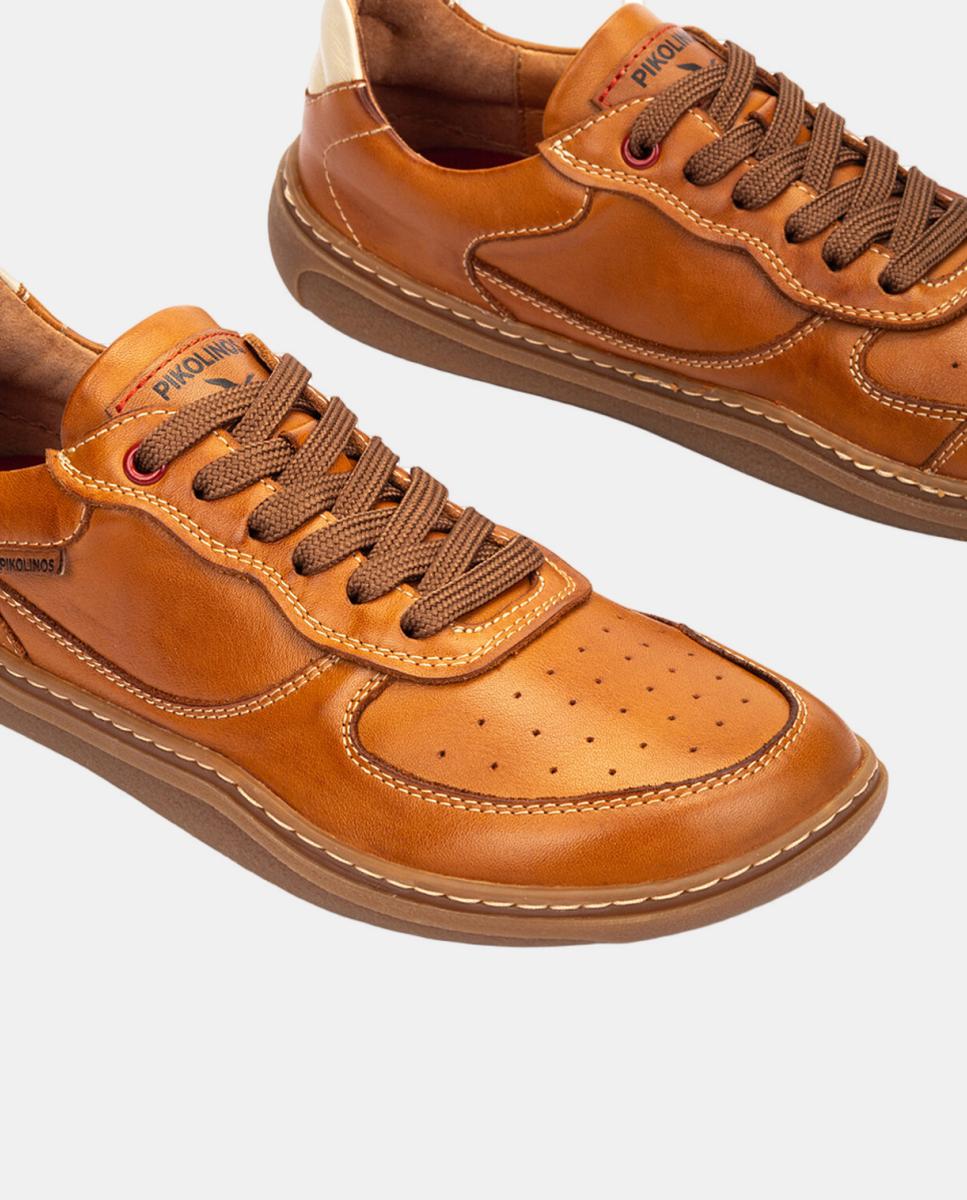 Sapatilhas em Pele - Branco Castanho-4