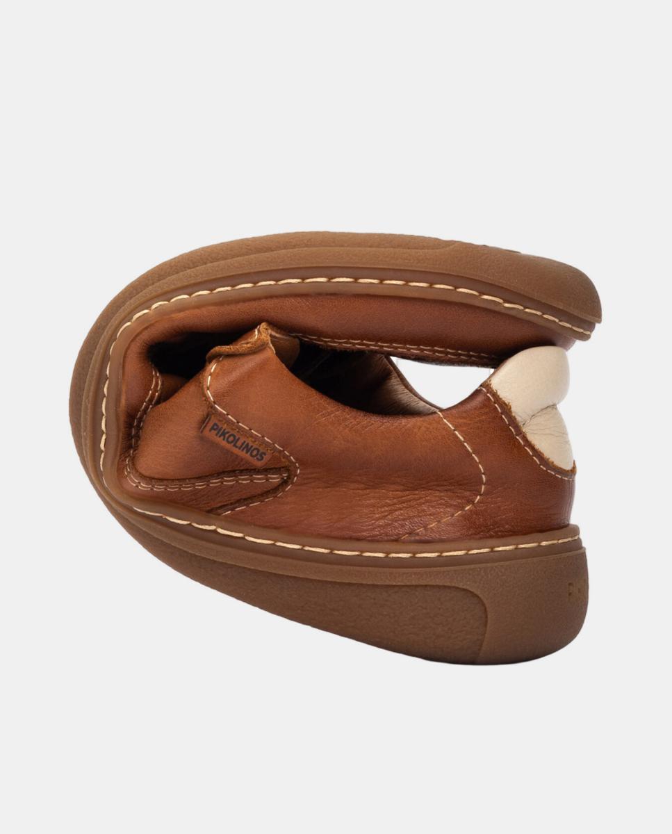 Sapatilhas em Pele - Branco Castanho-7