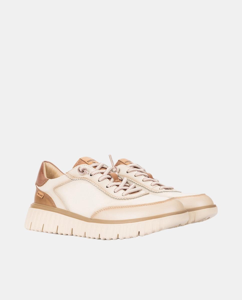 Sapatilhas de Mulher em Pele com Palmilha Acolchoada em Memory Foam e Sola Extraligeira - Branco Branco-2