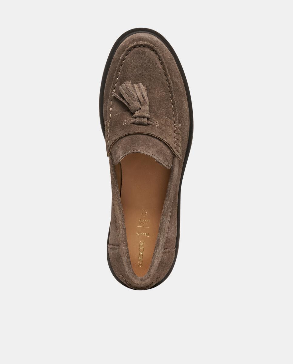 Mocassins de senhora em camurça e com sola amortecedora Taupe-5