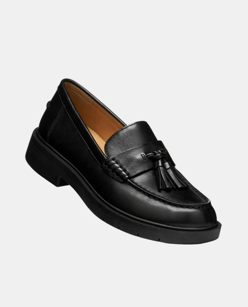 Mocassins de senhora em camurça e com sola amortecedora Preto-4