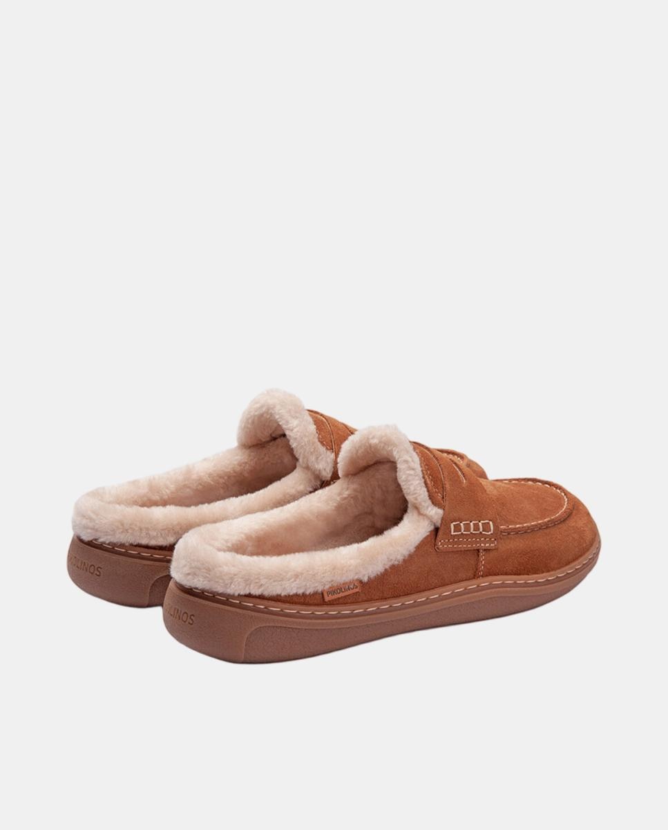 Zuecos de piel Barefoot unisex con forro cálido - Pikolinos - Marrón Marrón-3