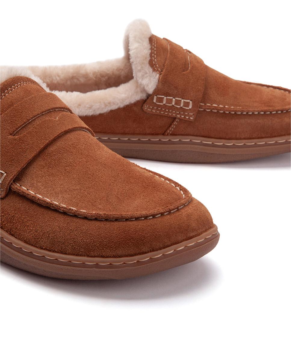 Zuecos de piel Barefoot unisex con forro cálido - Pikolinos - Marrón Marrón-4