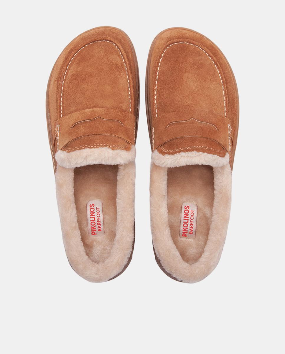 Zuecos de piel Barefoot unisex con forro cálido - Pikolinos - Marrón Marrón-6