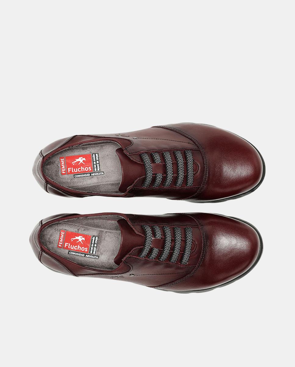 Sapatos em Pele com Fecho de Elásticos Vermelho/Grená-5