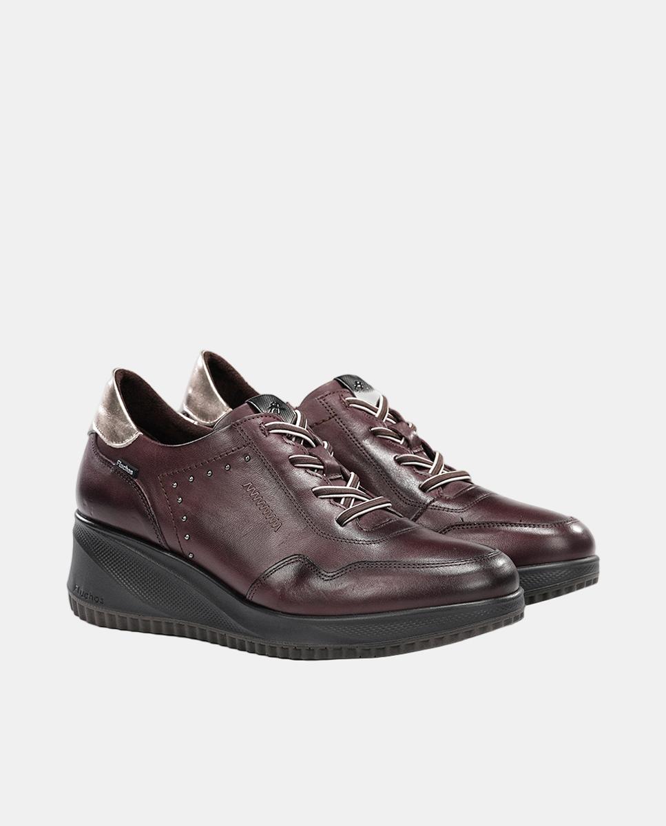 Sapatos em Pele com Fecho de Elásticos Vermelho/Grená-2