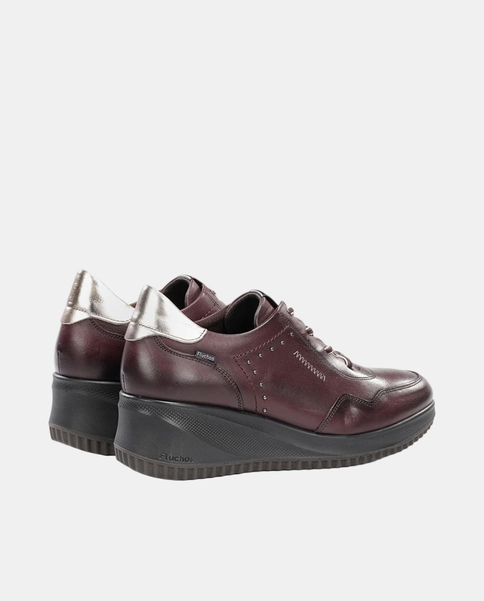 Sapatos em Pele com Fecho de Elásticos Vermelho/Grená-3