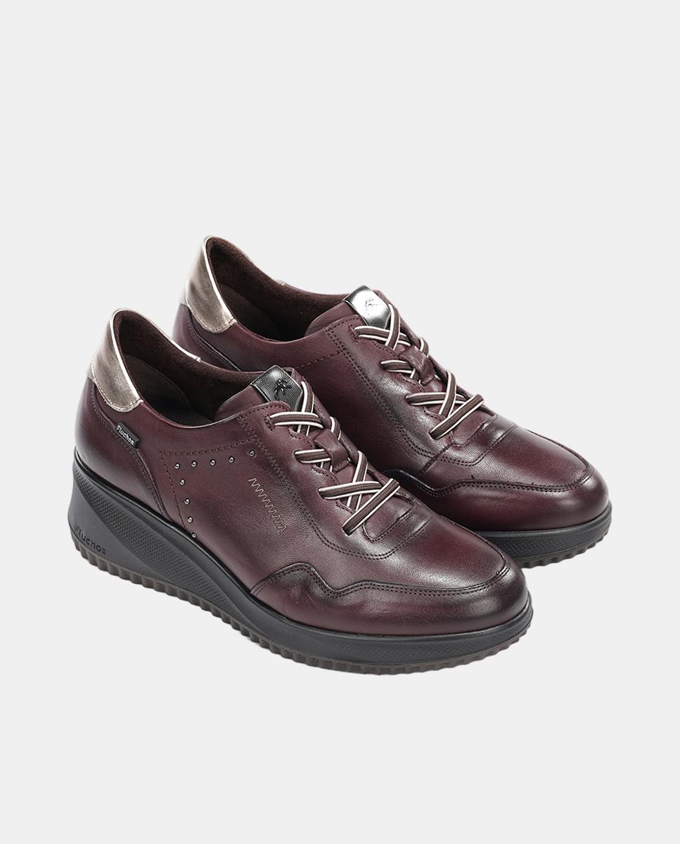 Sapatos em Pele com Fecho de Elásticos Vermelho/Grená-4