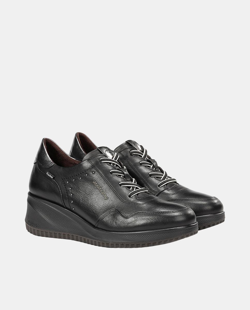 Sapatos em Pele com Fecho de Elásticos Preto-2