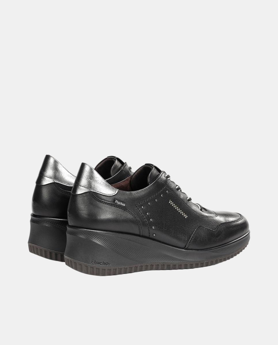 Sapatos em Pele com Fecho de Elásticos Preto-3