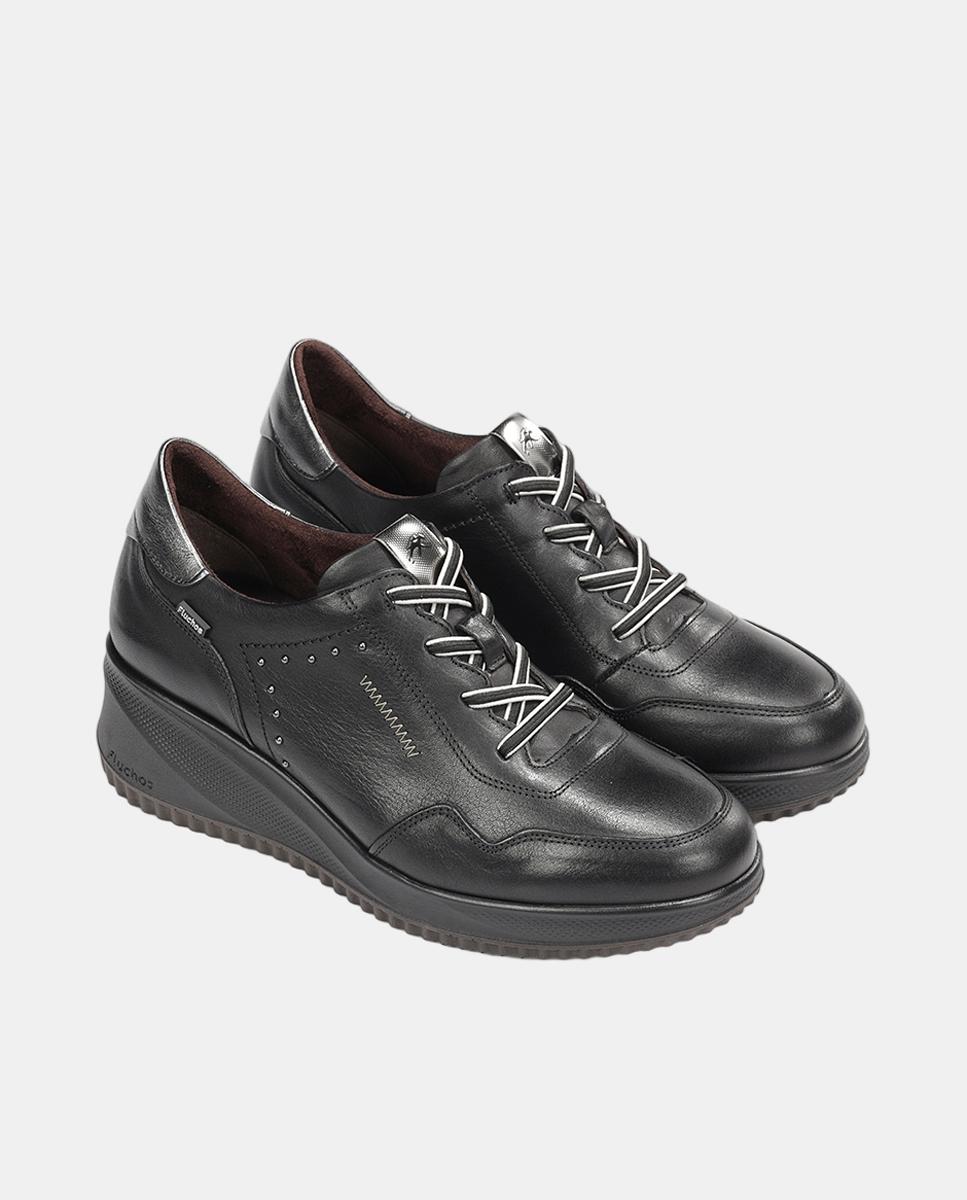 Sapatos em Pele com Fecho de Elásticos Preto-4