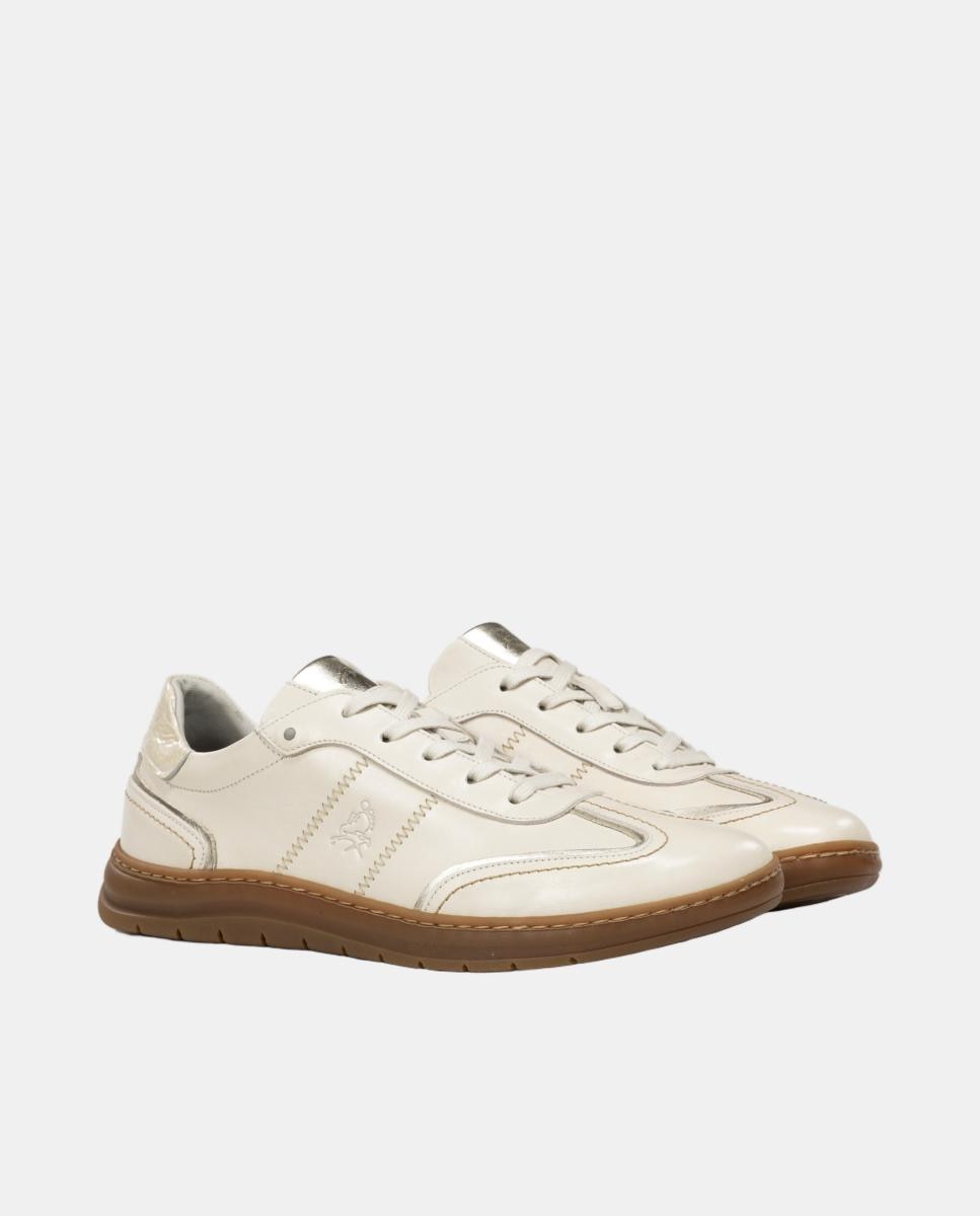 Sapatos em Pele com Fecho de Elásticos Creme-2