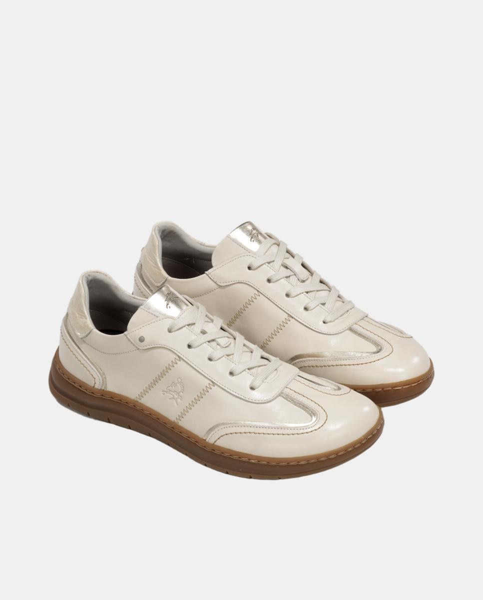 Sapatos em Pele com Fecho de Elásticos Creme-4