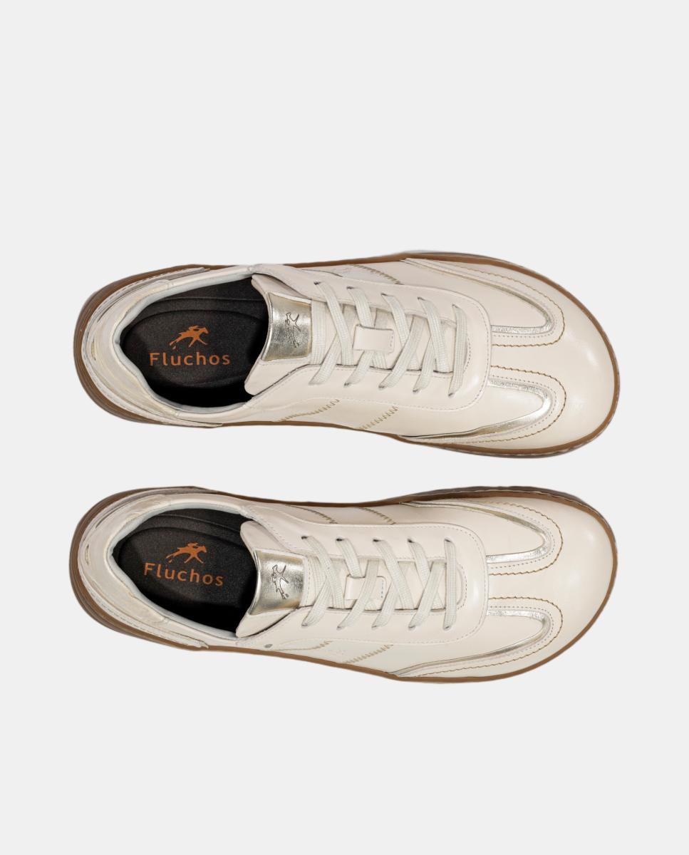 Sapatos em Pele com Fecho de Elásticos Creme-5