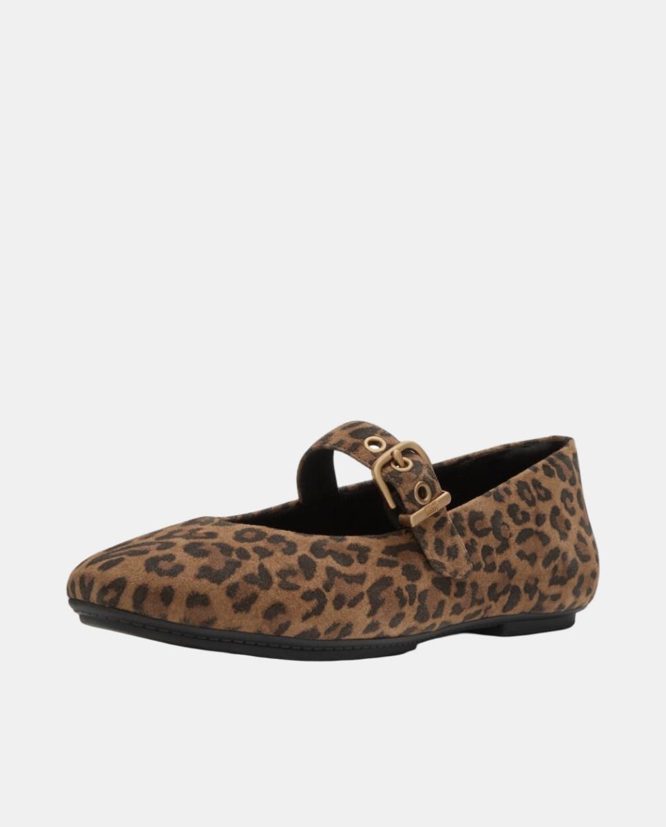 Sapatos de Presilha de Camurça Delicato com Animal Print de Leopardo e Fivela Metálica Multicolor-3