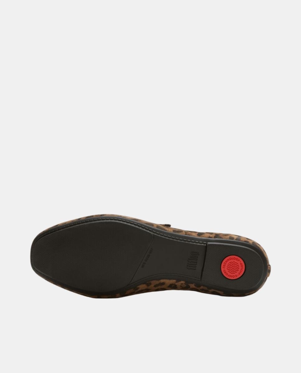Sapatos de Presilha de Camurça Delicato com Animal Print de Leopardo e Fivela Metálica Multicolor-5