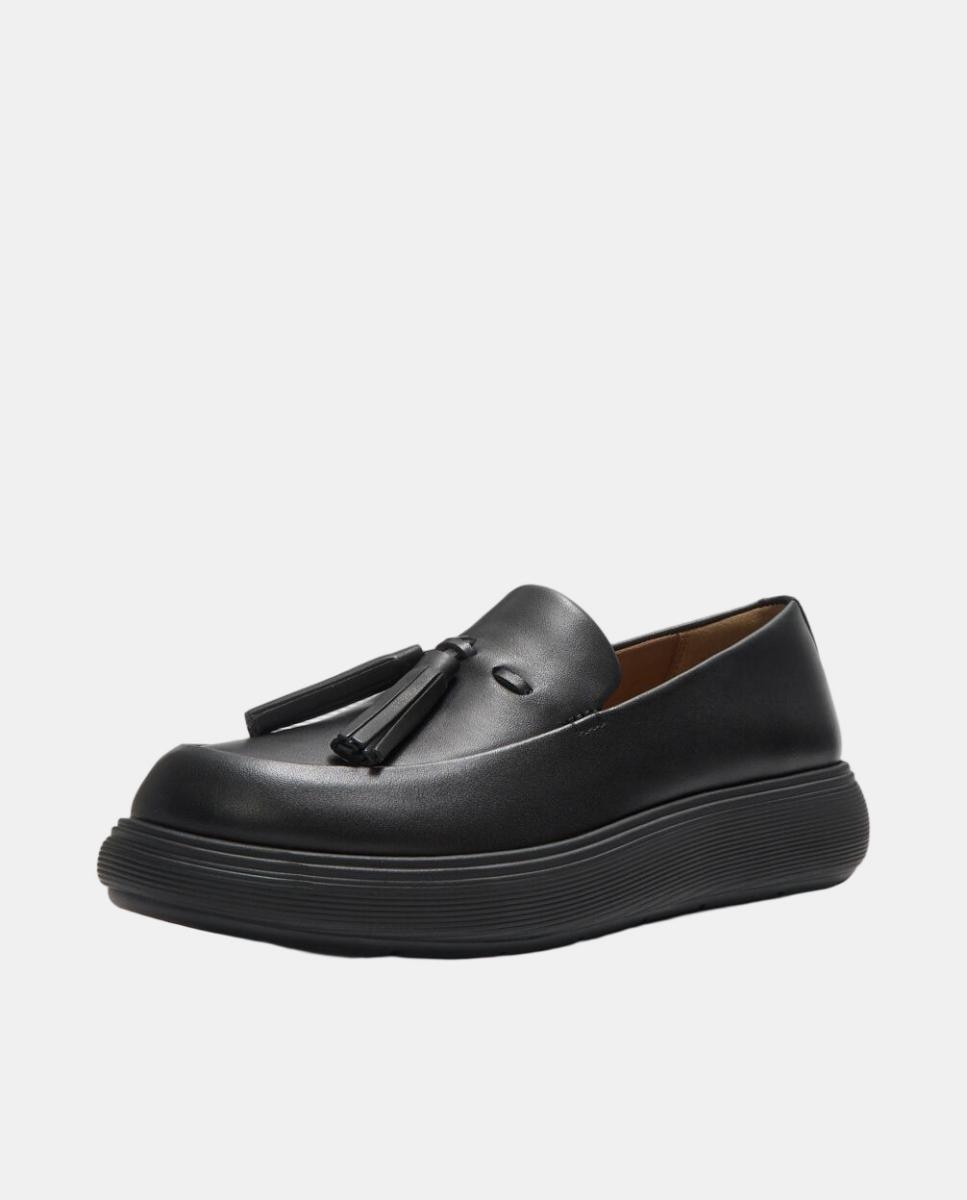 Mocassins Iqushion Comff em Pele com Borlas Preto-2
