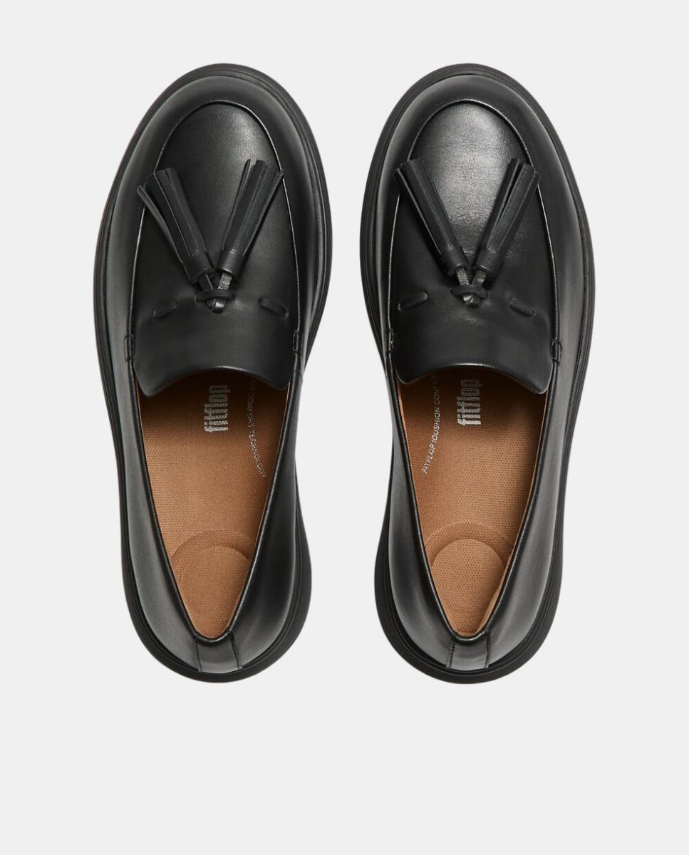 Mocassins Iqushion Comff em Pele com Borlas Preto-4