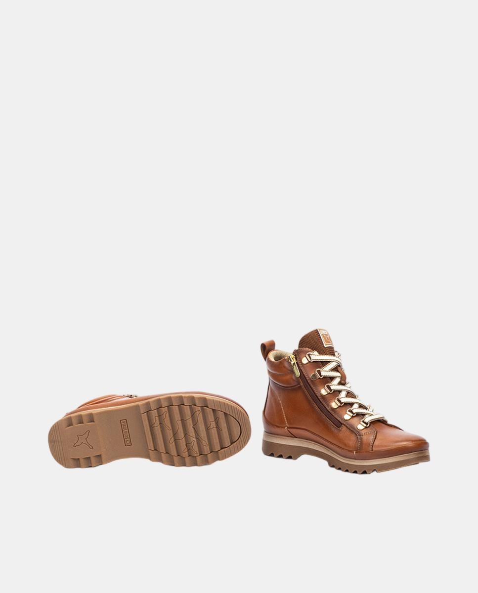 Botins Rasos de Cano Baixo com Fecho de Atacadores e Fecho de Correr em Pele - Castanho Castanho-7