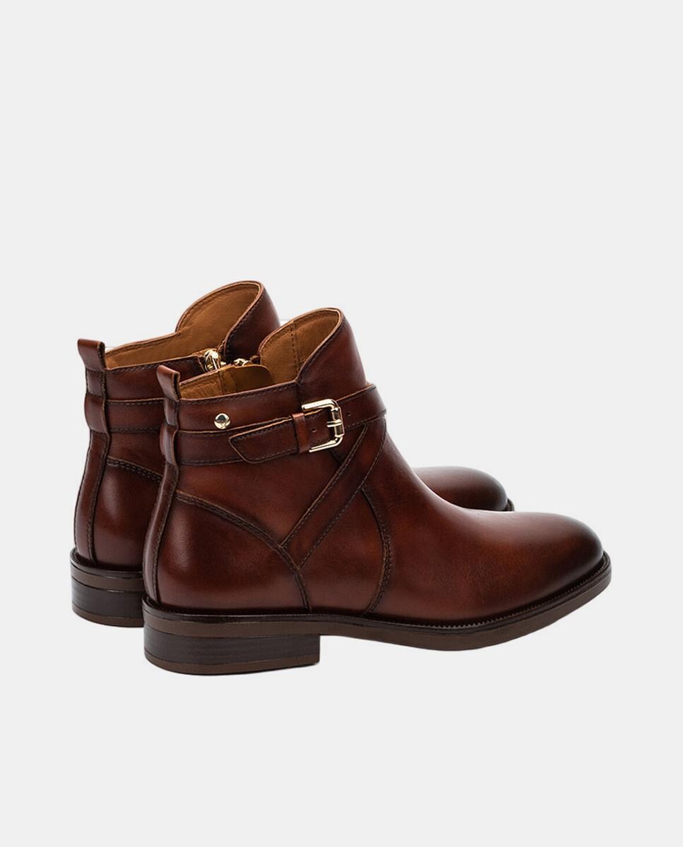 Botins com Salto Raso e em Pele Castanho-chocolate-4