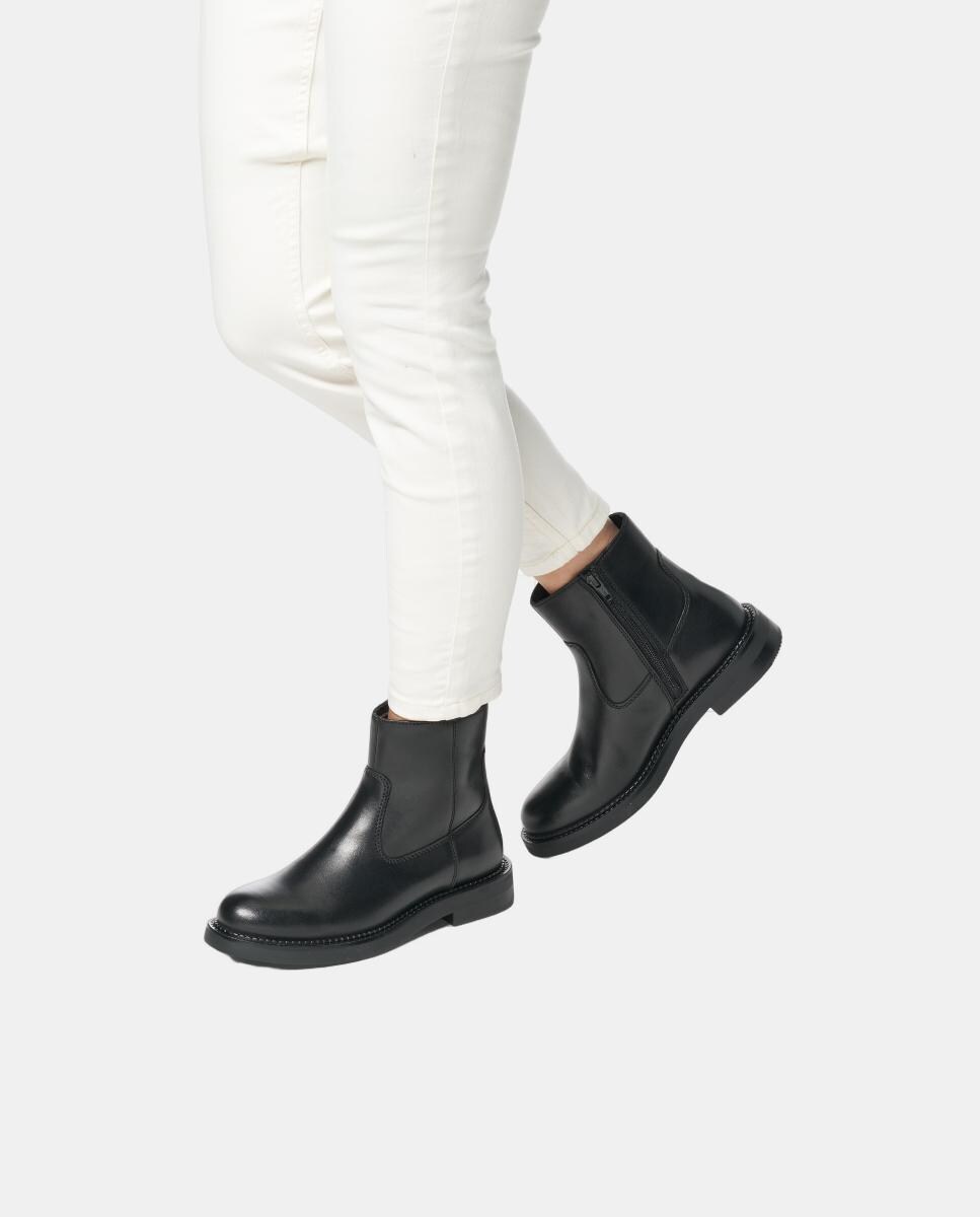 Botins Transpiráveis com Salto Baixo Preto-3