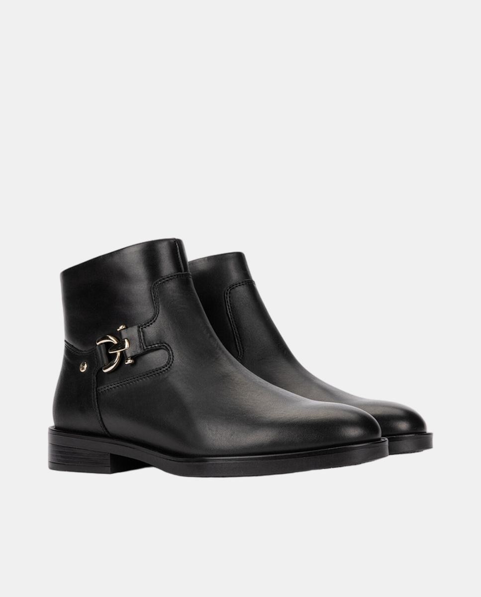 Botines planos de mujer de piel con cremallera - Pikolinos - Negro Negro-2
