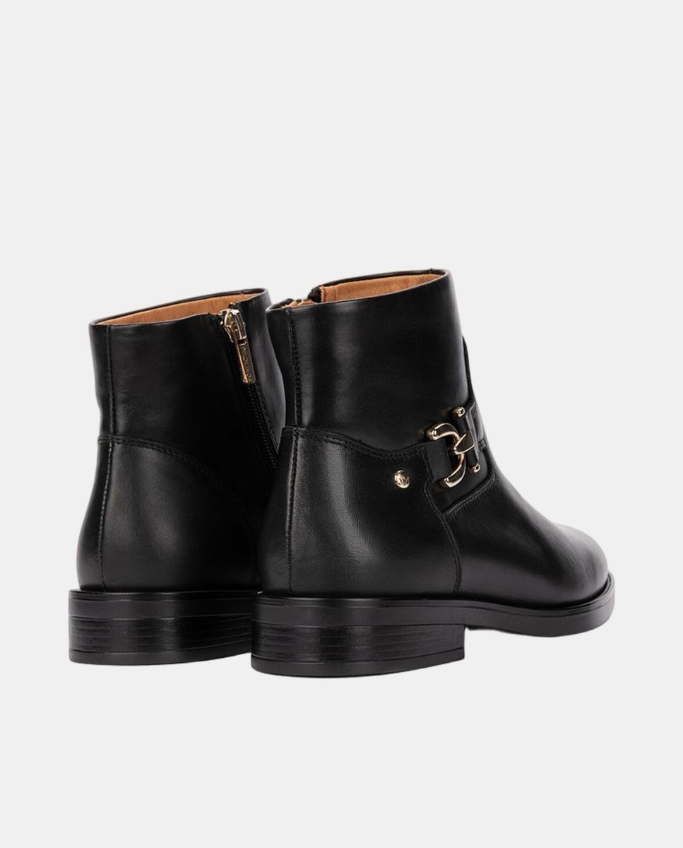 Botines planos de mujer de piel con cremallera - Pikolinos - Negro Negro-3