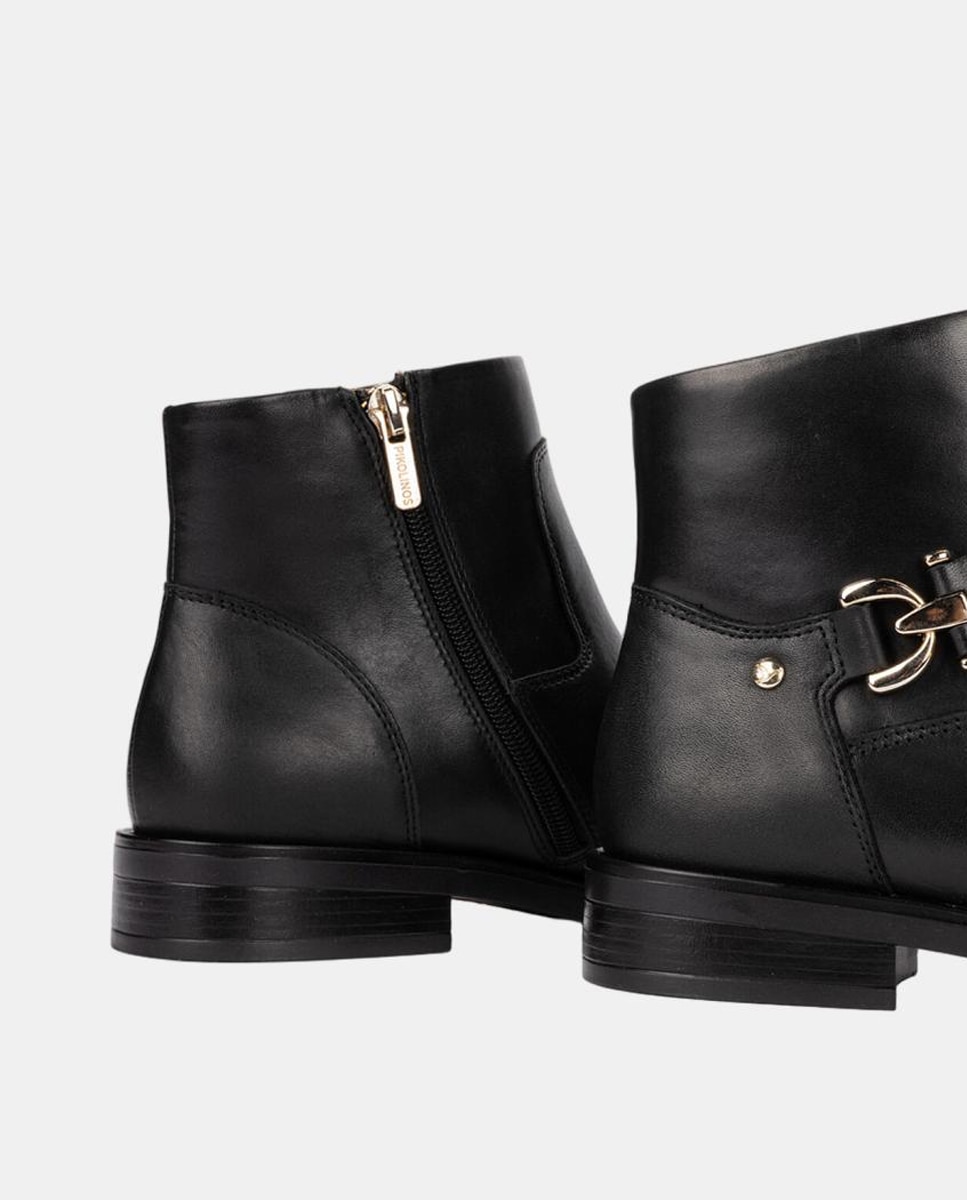 Botines planos de mujer de piel con cremallera - Pikolinos - Negro Negro-4