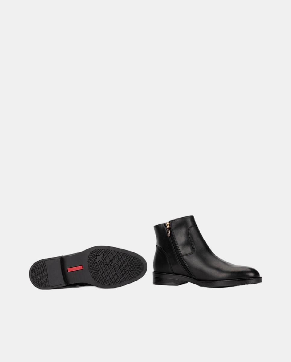 Botines planos de mujer de piel con cremallera - Pikolinos - Negro Negro-5