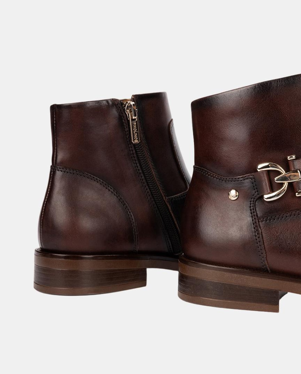 Botins Rasos de Mulher em Pele com Fecho de Correr Castanho-escuro-4