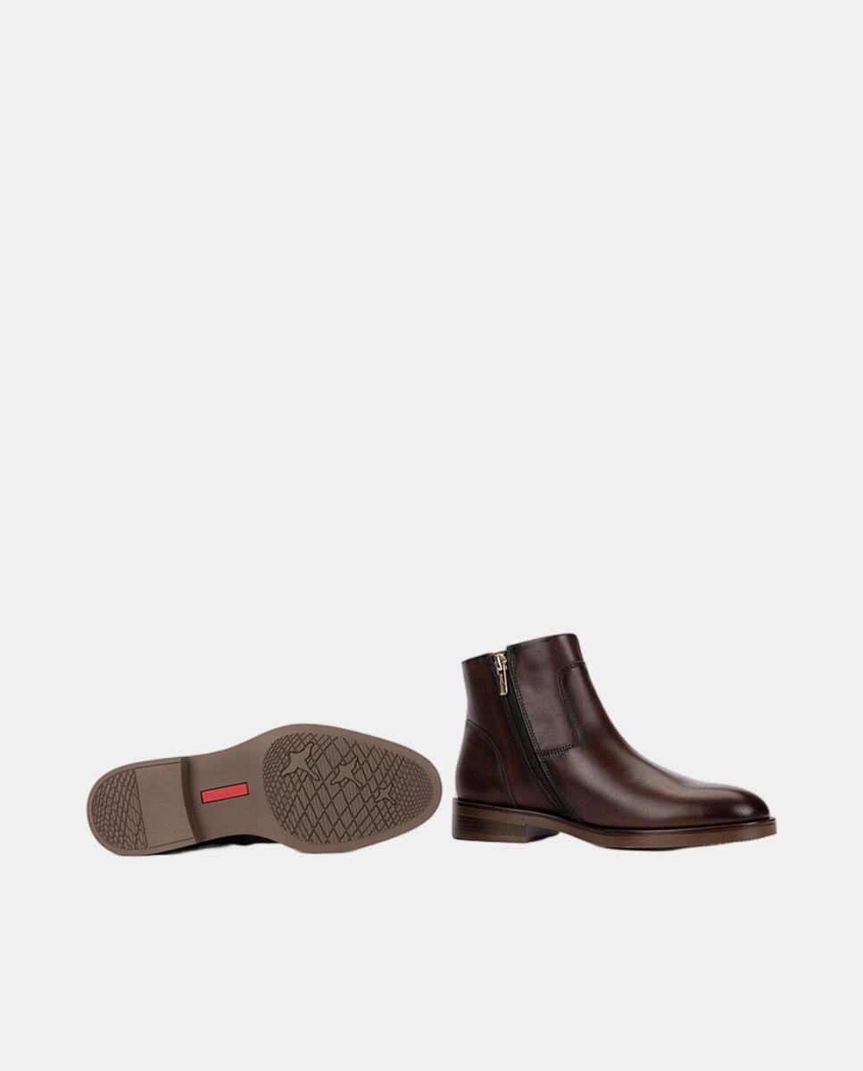 Botins Rasos de Mulher em Pele com Fecho de Correr Castanho-escuro-5