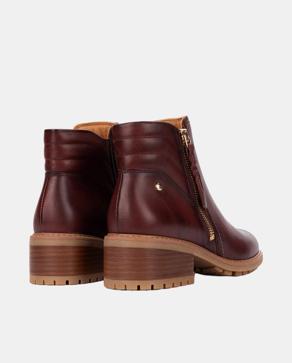 Botins de Salto para Mulher em Pele com Fecho de Correr Castanho-escuro-3