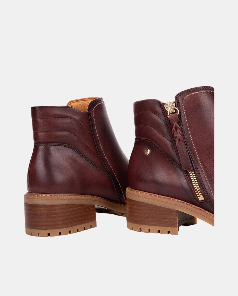 Botins de Salto para Mulher em Pele com Fecho de Correr Castanho-escuro-4
