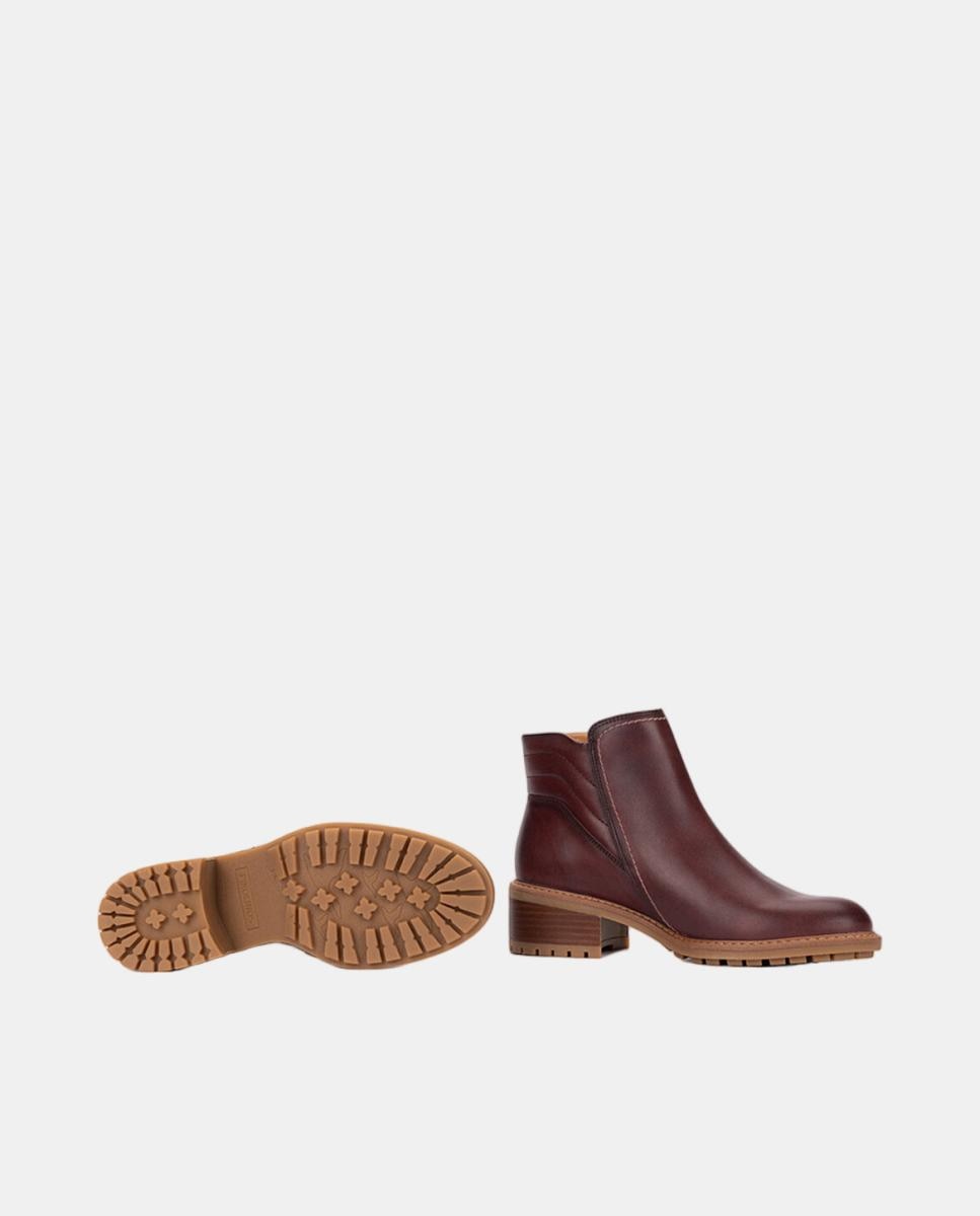 Botins de Salto para Mulher em Pele com Fecho de Correr Castanho-escuro-5