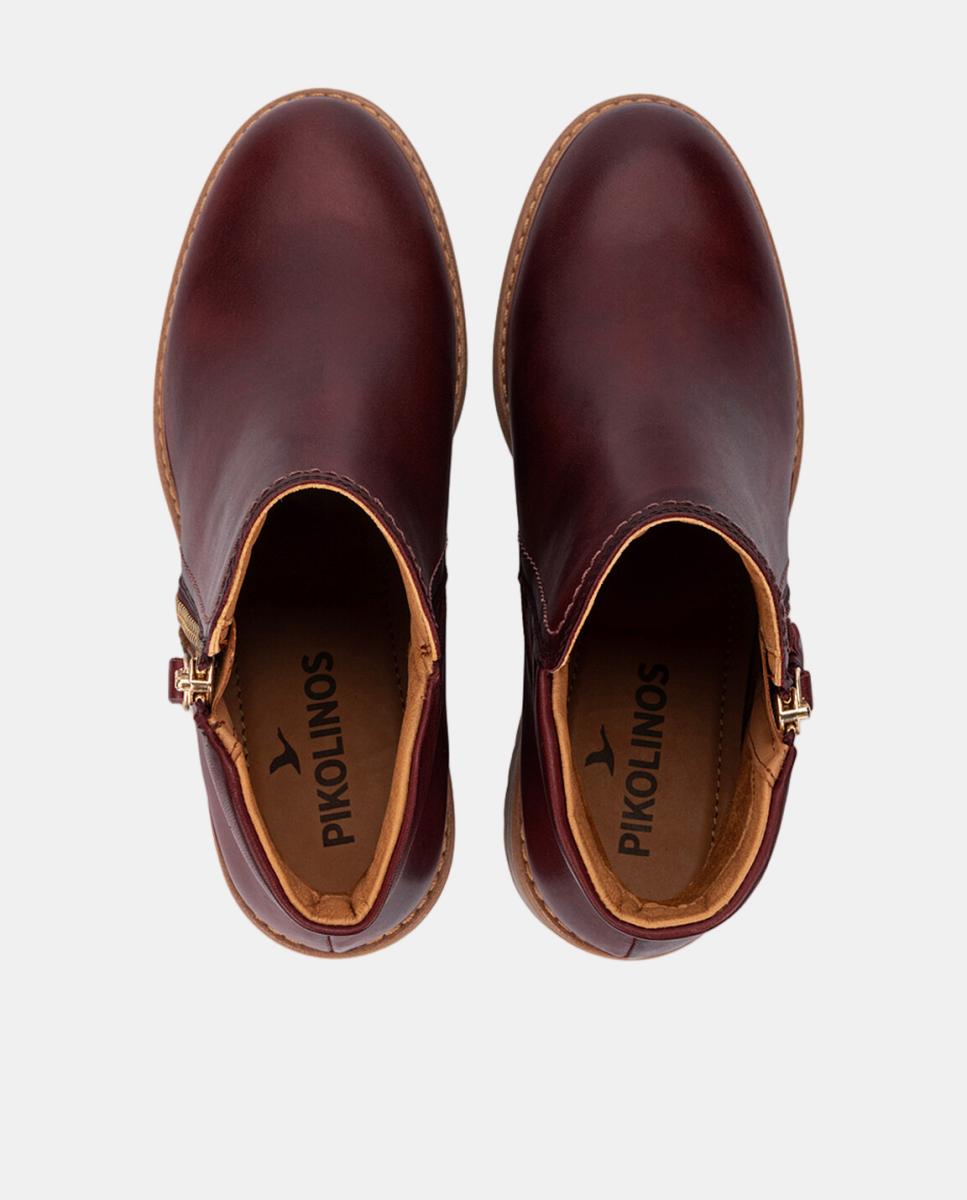 Botins de Salto para Mulher em Pele com Fecho de Correr Castanho-escuro-6
