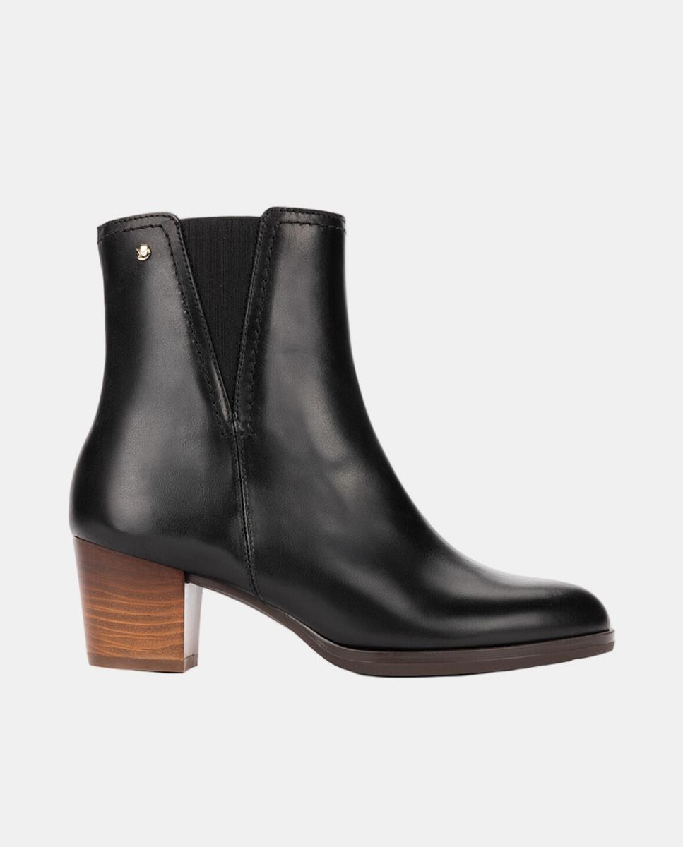Botines de tacón de mujer de piel con cremallera - Pikolinos - Negro Negro-1