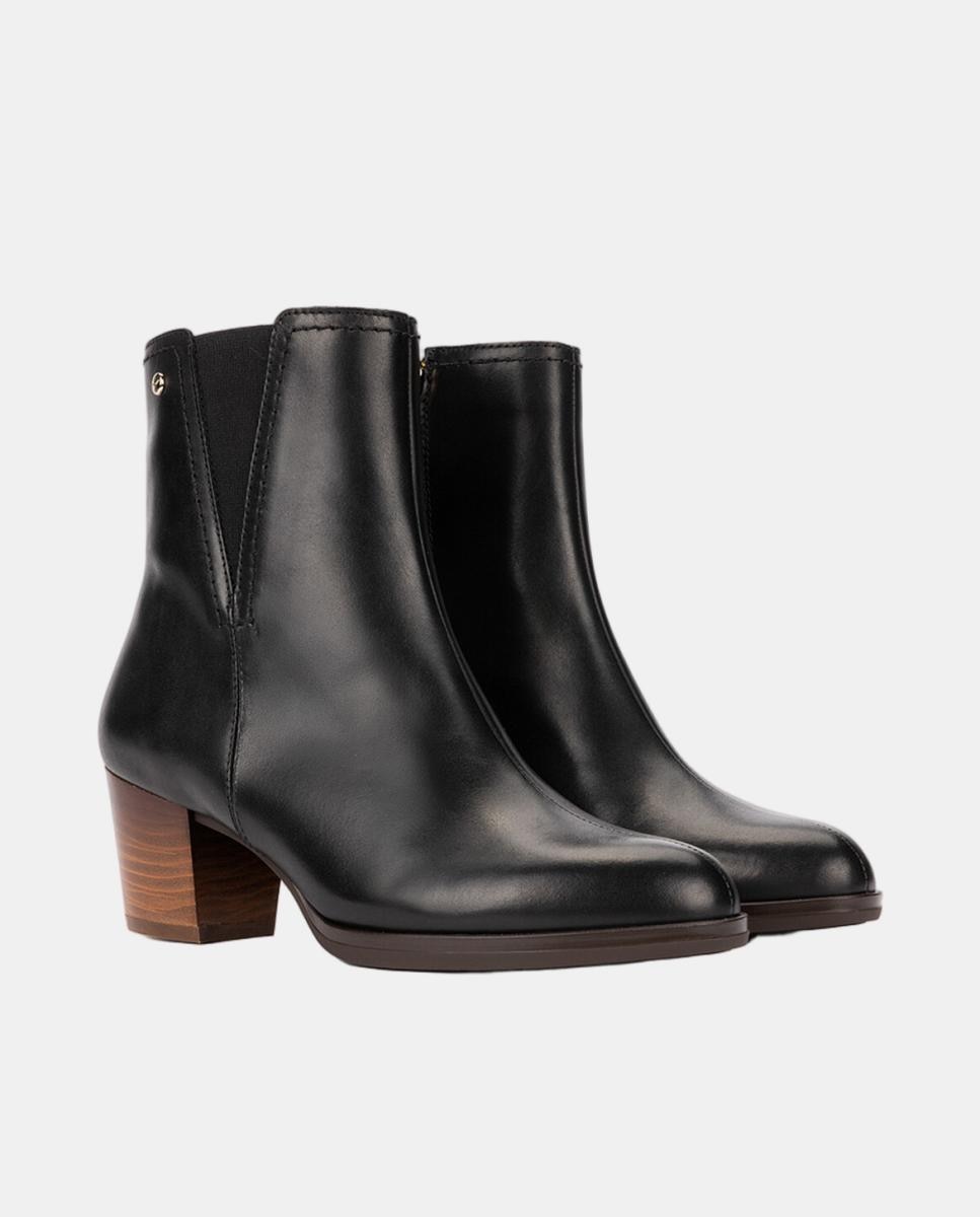 Botines de tacón de mujer de piel con cremallera - Pikolinos - Negro Negro-2