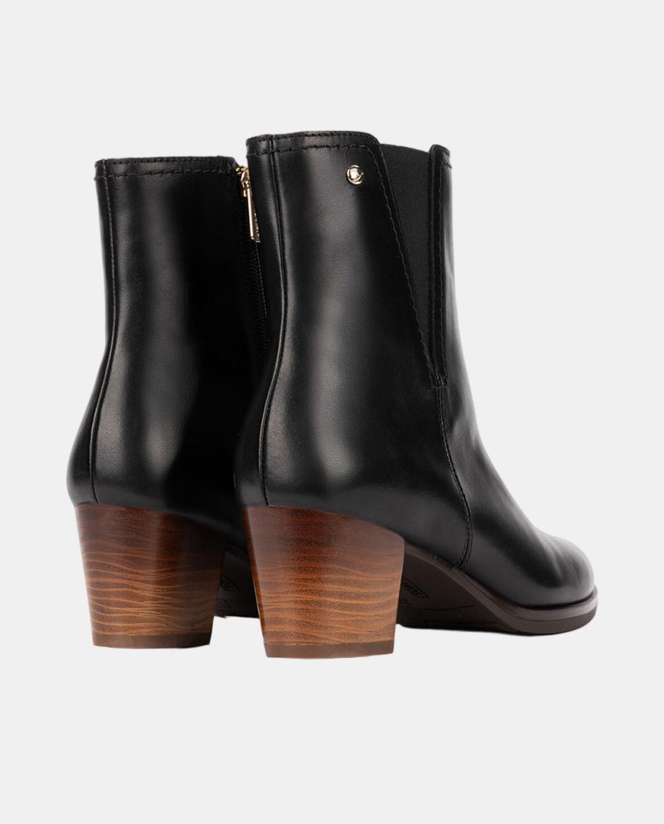 Botines de tacón de mujer de piel con cremallera - Pikolinos - Negro Negro-3