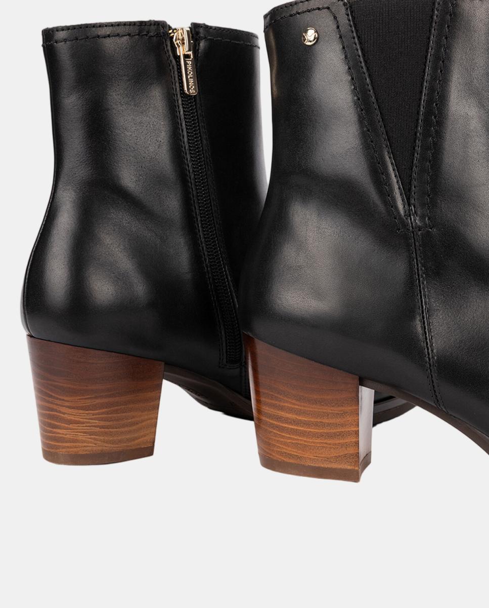 Botines de tacón de mujer de piel con cremallera - Pikolinos - Negro Negro-4