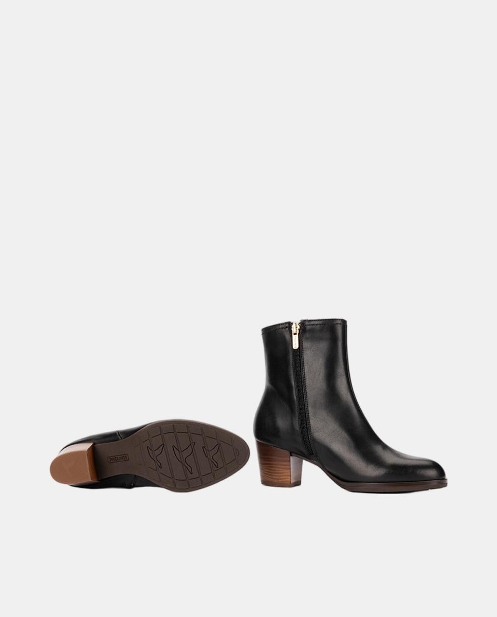 Botines de tacón de mujer de piel con cremallera - Pikolinos - Negro Negro-5