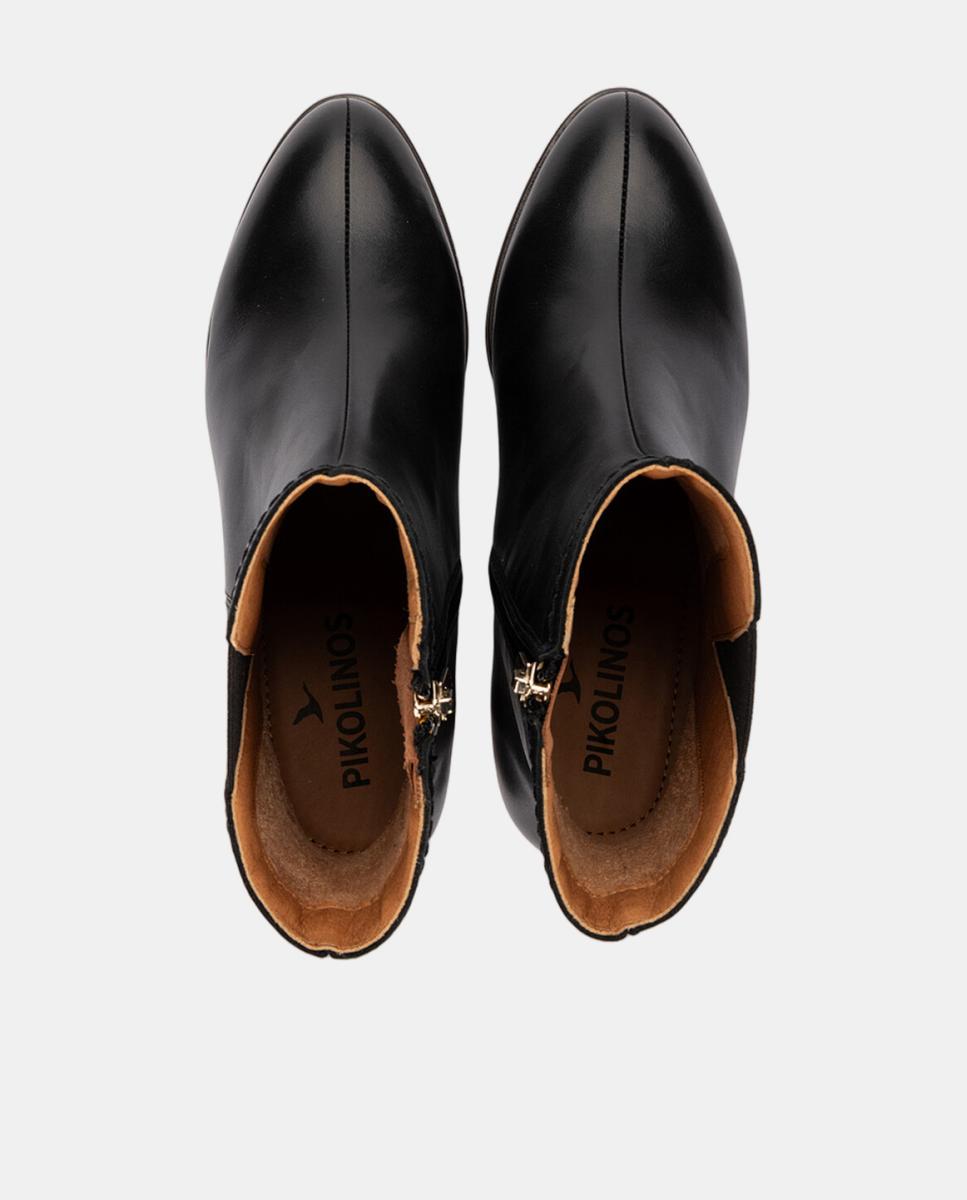 Botines de tacón de mujer de piel con cremallera - Pikolinos - Negro Negro-6