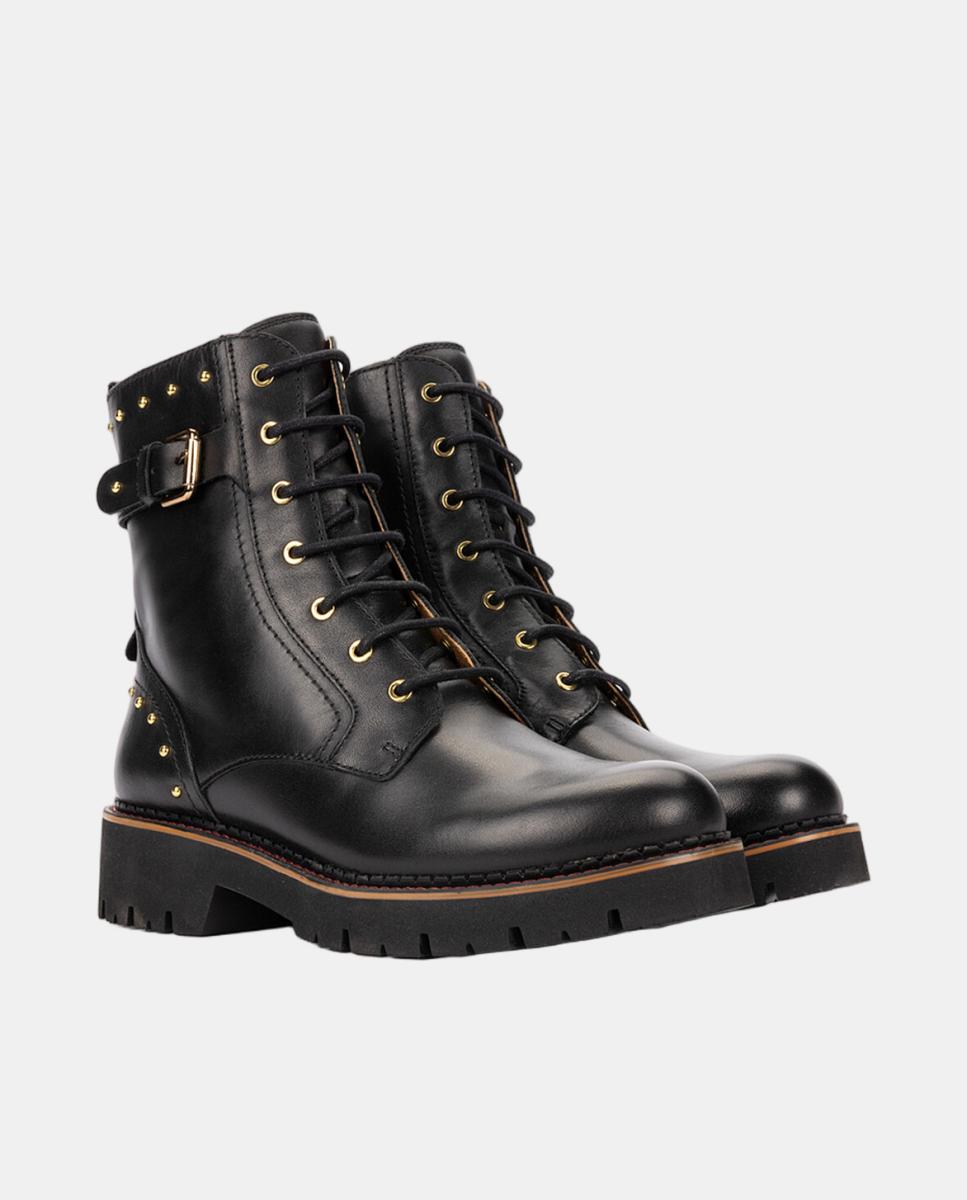Botins Rasos de Mulher em Pele com Sola Extraligeira Preto-2