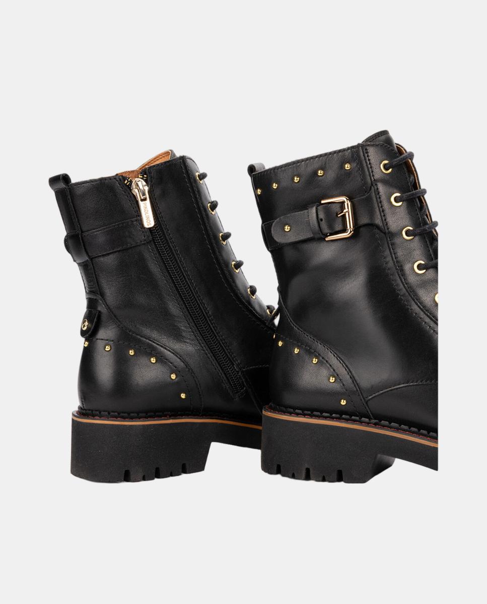 Botins Rasos de Mulher em Pele com Sola Extraligeira Preto-4